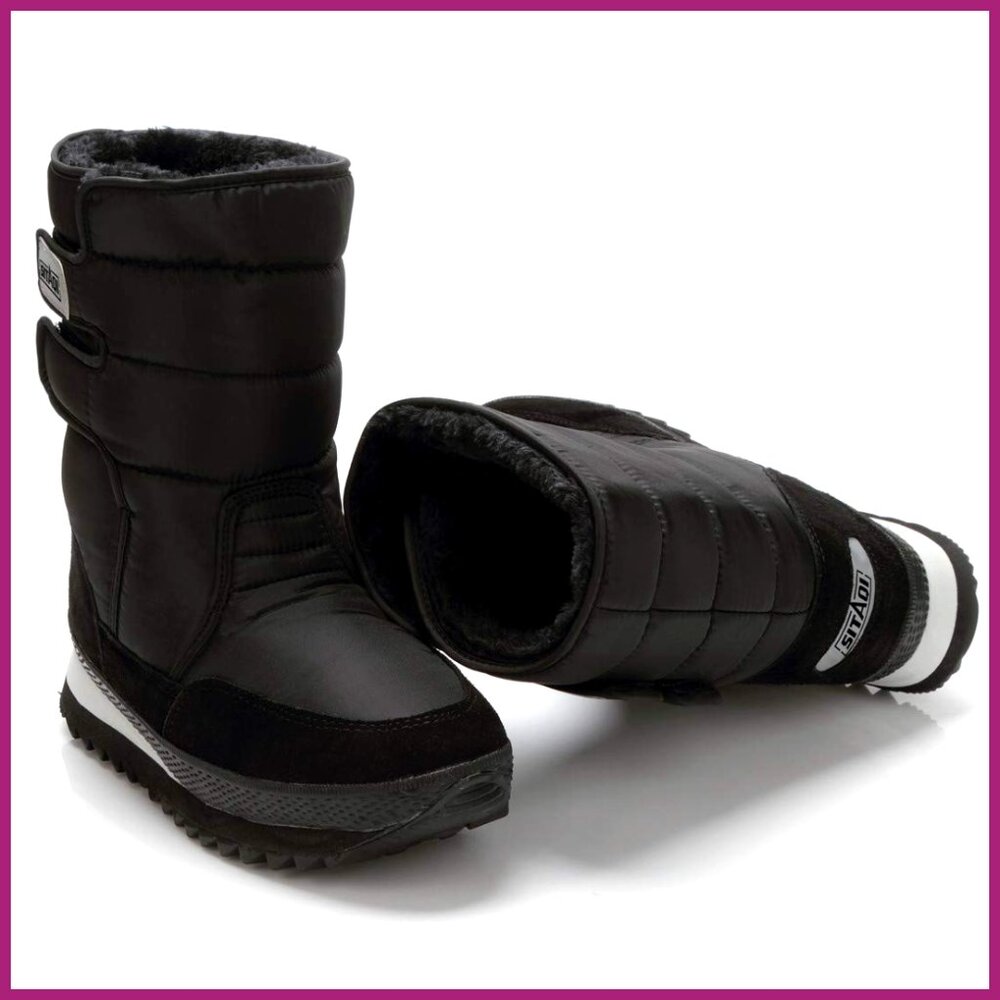 Waterproof Snow Boots with Faux Fur Lining, Anti-Slip Sole